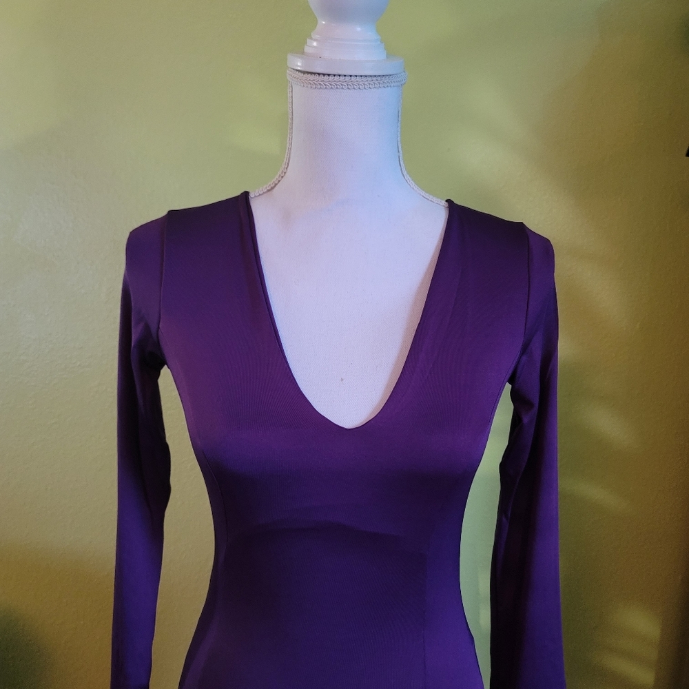 Purple Date Night Dress with Cut Out Back